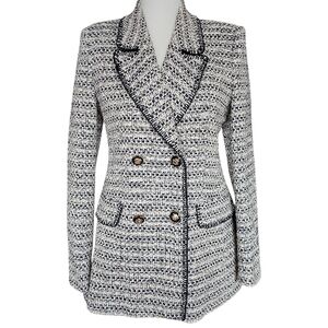 Zara Cream and Black Tweed Blazer